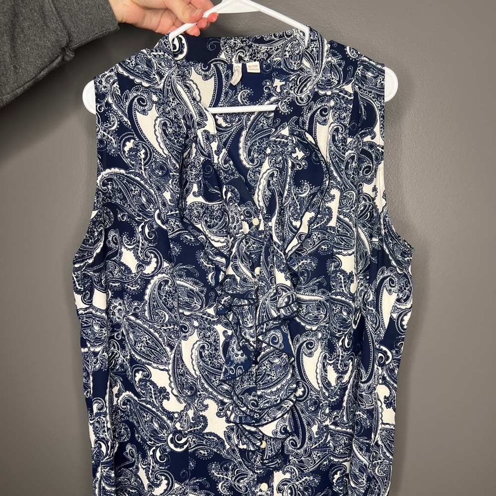 Navy Paisley Sleeveless Top